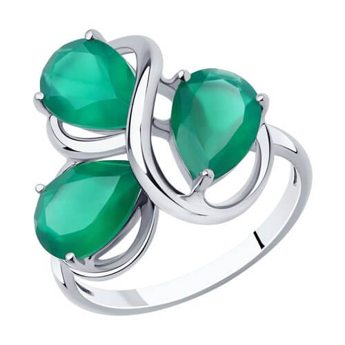 Серебряное кольцо с зеленым агатом