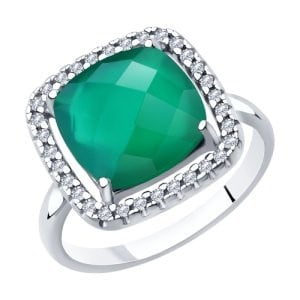 Серебряное кольцо с зеленым агатом