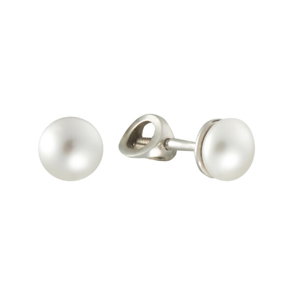 Серебряные серьги с 2 crystal цвет - white pearl