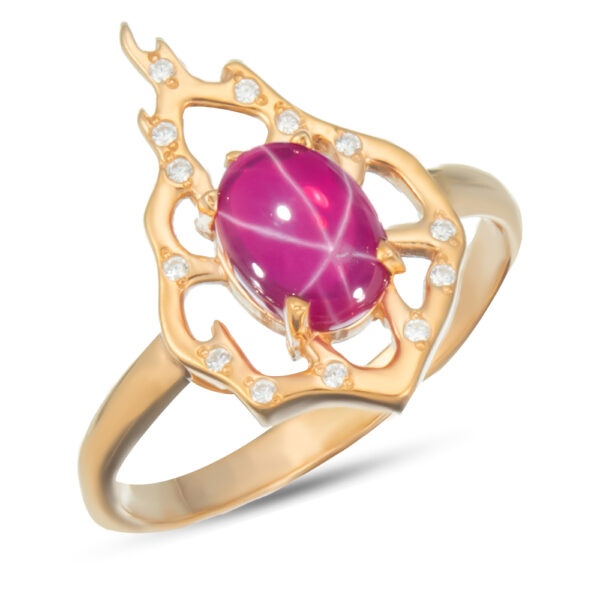 Серебряное кольцо с звездчатым рубином