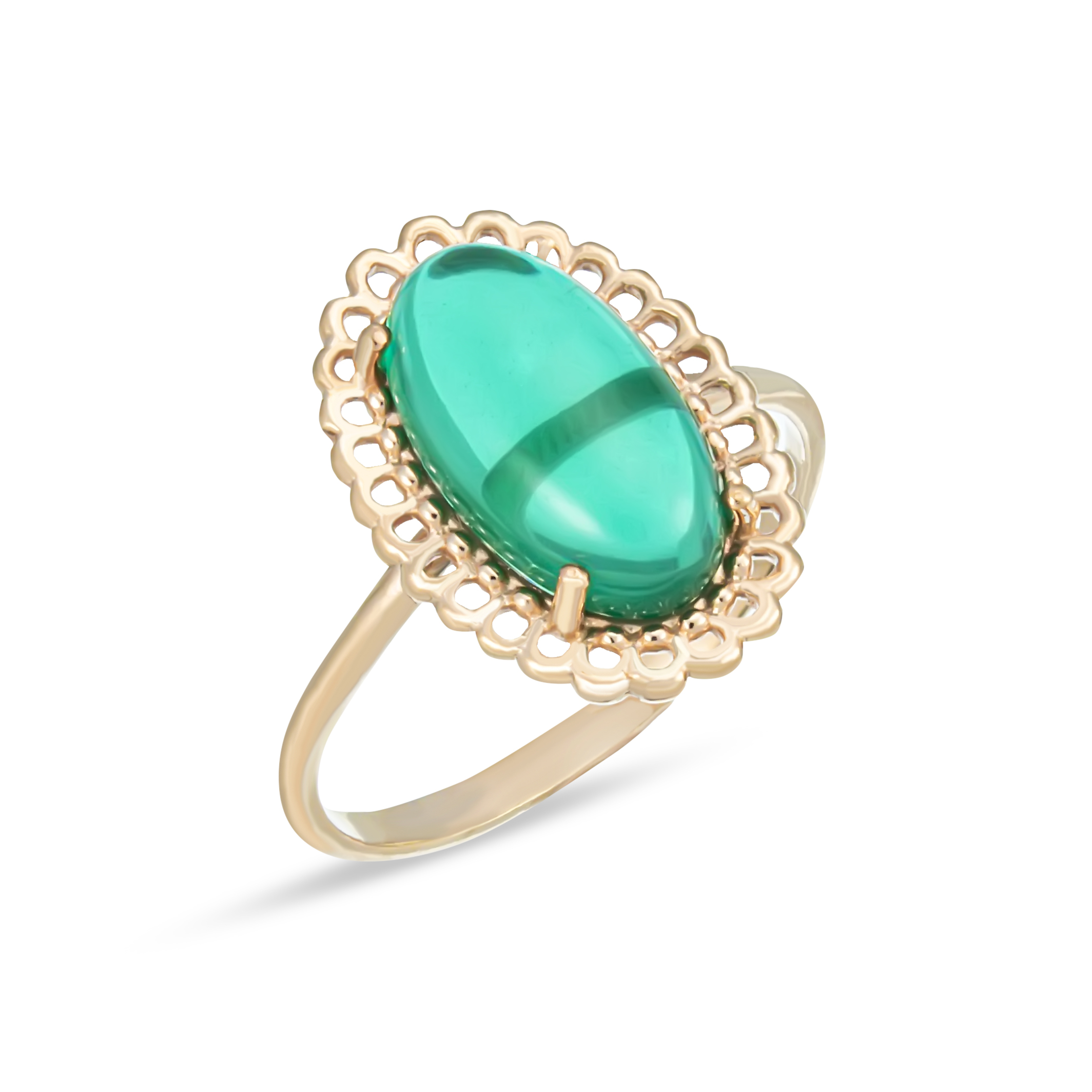 Серебряное  кольцо с зеленым агатом
