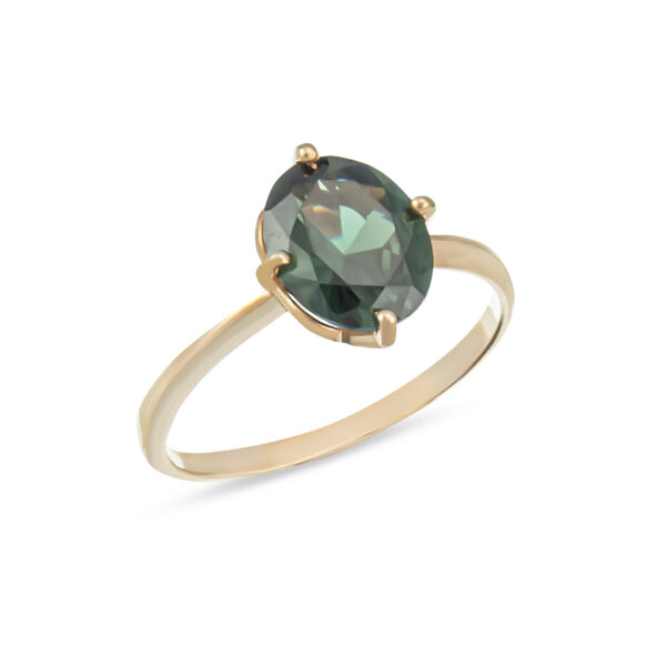 Серебряное  кольцо с зеленым аметистом