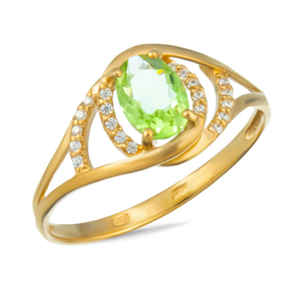 Серебряное  кольцо с зеленым аметистом